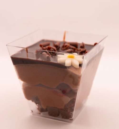 Sjokolademousse m/Bringebær, i beger